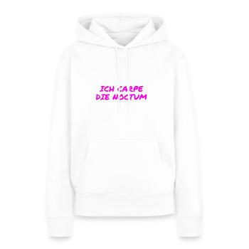 vor dir steht eine Nachteule - Frauen Premium Bio Hoodie - Weiß - Vorne - Julia (174cm)