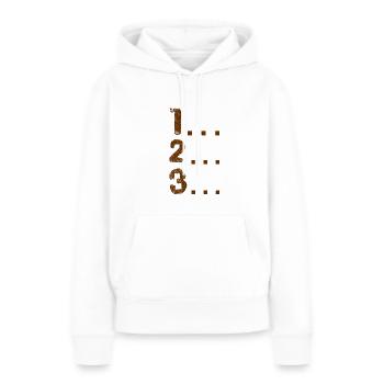 Je compte jusqu’à trois - Sweat à capuche Premium bio Femme - blanc - Devant - Julia (174cm)