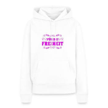 Liberté - Sweat à capuche Premium bio Femme - blanc - Devant - Julia (174cm)