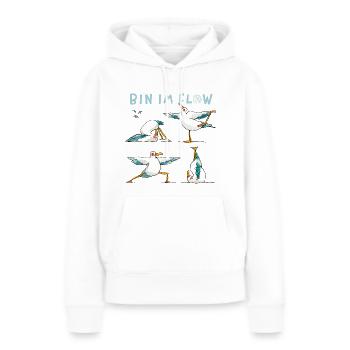 Yogamöwen / Team Flow I - Frauen Premium Bio Hoodie - Weiß - Vorne - Julia (174cm)