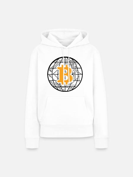 Bitcoin Blockchain Globe - Frauen Premium Bio Hoodie - Weiß