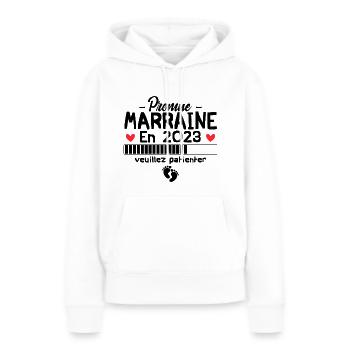 Promue marraine en 2023 - Sweat à capuche Premium bio Femme - blanc - Devant - Julia (174cm)