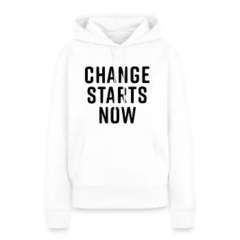 change starts now - Sweat à capuche Premium bio Femme - blanc - Devant - Julia (174cm)