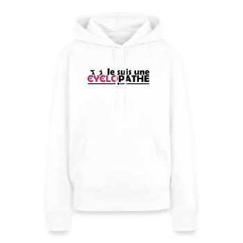 T-shirt Vélo pour Femme Cycliste - Cyclopathe - Sweat à capuche Premium bio Femme - blanc - Devant - Julia (174cm)