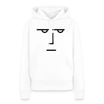 Un regard sérieux - Sweat à capuche Premium bio Femme - blanc - Devant - Julia (174cm)