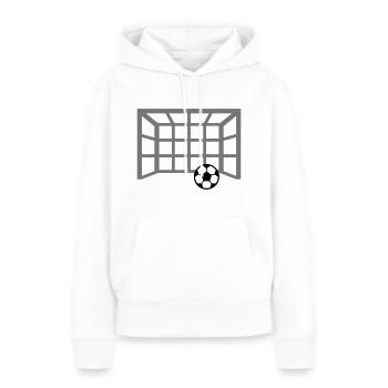 but de football - Sweat à capuche Premium bio Femme - blanc - Devant - Julia (174cm)