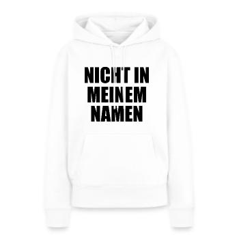 Pas en mon nom - Sweat à capuche Premium bio Femme - blanc - Devant - Julia (174cm)