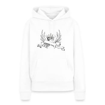Fluegel mit Krone fuer eigenen Spruch - Frauen Premium Bio Hoodie - Weiß - Vorne - Julia (174cm)