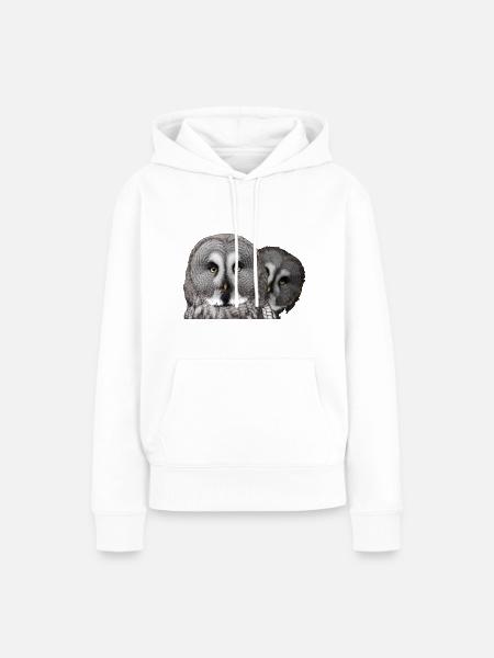 Zwei Eulenköpfe - Frauen Premium Bio Hoodie - Weiß
