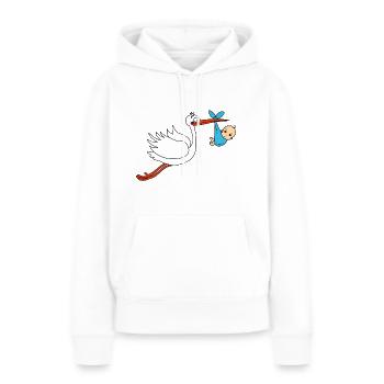 Storch Baby Junge Babies Schwanger - Frauen Premium Bio Hoodie - Weiß - Vorne - Julia (174cm)