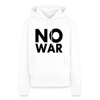 No war - Sweat à capuche Premium bio Femme - blanc - Devant - Julia (174cm)