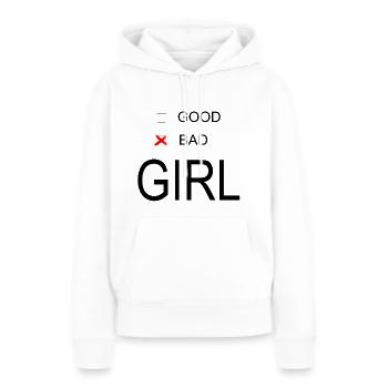 Bad girl - Sweat à capuche Premium bio Femme - blanc - Devant - Julia (174cm)