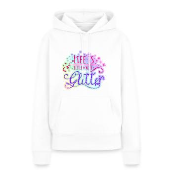 Glitter rainbow pastel colors Life is glitter - Women’s Premium Organic Hoodie - white - Front - Julia (174cm)