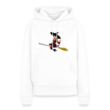 Sorcière sur balai - Sweat à capuche Premium bio Femme - blanc - Devant - Julia (174cm)