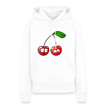 les cerises - Sweat à capuche Premium bio Femme - blanc - Devant - Julia (174cm)