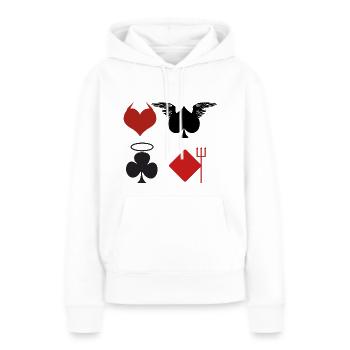 Cartes à jouer Poker Ange Diable cadeau - Sweat à capuche Premium bio Femme - blanc - Devant - Julia (174cm)