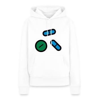 Pilules, médicaments, médicaments, médicaments - Sweat à capuche Premium bio Femme - blanc - Devant - Julia (174cm)