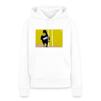 Der Rabe, der Dieb - Frauen Premium Bio Hoodie - Weiß - Vorne - Julia (174cm)