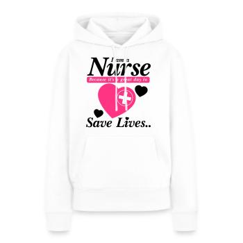 Krankenschwester Save Lives Black Pink - Frauen Premium Bio Hoodie - Weiß - Vorne - Julia (174cm)