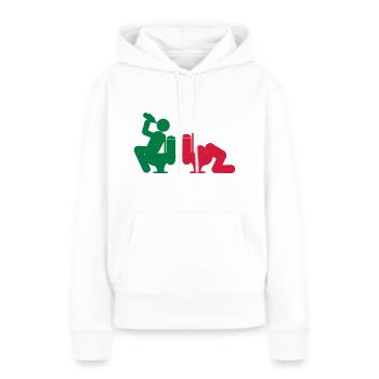 alcool humour boire chiotte vomit toilette wc i - Sweat à capuche Premium bio Femme - blanc - Devant - Julia (174cm)