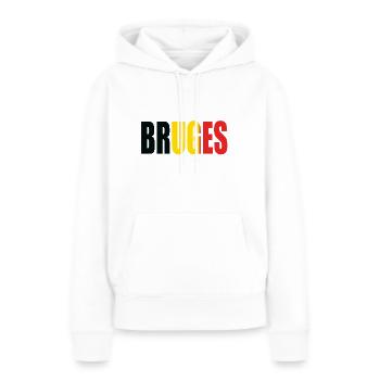 BRUGES BELGIQUE - Sweat à capuche Premium bio Femme - blanc - Devant - Julia (174cm)