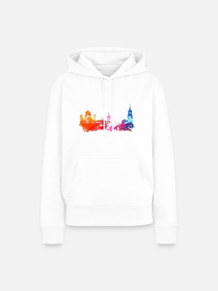 Bern Bunt Skyline Geschenkidee Poster - Frauen Premium Bio Hoodie - Weiß