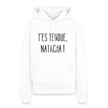 t es tendue natacha - Sweat à capuche Premium bio Femme - blanc - Devant - Julia (174cm)