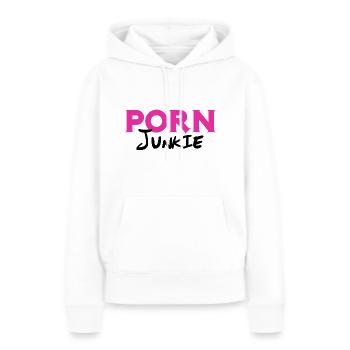 porn Junkie - Sweat à capuche Premium bio Femme - blanc - Devant - Julia (174cm)