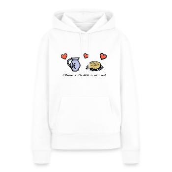 Ebbelwoi + Handkäs est tout ce dont j'ai besoin - Sweat à capuche Premium bio Femme - blanc - Devant - Julia (174cm)