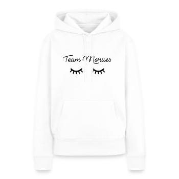 Team Morues - Sweat à capuche Premium bio Femme - blanc - Devant - Julia (174cm)