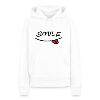 Smiley mund - Frauen Premium Bio Hoodie - Weiß - Vorne - Julia (174cm)