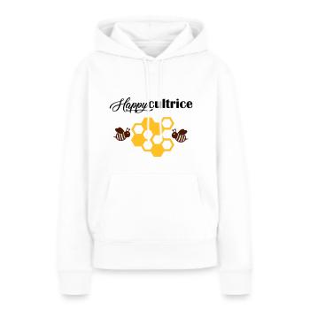 happycultrice - Sweat à capuche Premium bio Femme - blanc - Devant - Julia (174cm)