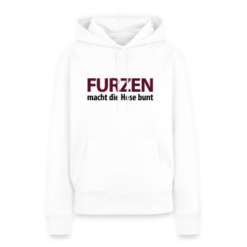 Furzen macht die Hose bunt. Kacke Scheiße Malheur - Frauen Premium Bio Hoodie - Weiß - Vorne - Julia (174cm)