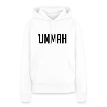 1ummah BLK - Frauen Premium Bio Hoodie - Weiß - Vorne - Julia (174cm)