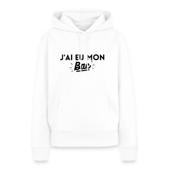 j'ai eu mon bac. cadeau baccalauréat - Sweat à capuche Premium bio Femme - blanc - Devant - Julia (174cm)