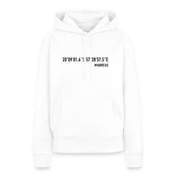 Coordonne le cadeau de Maurice pour les voyageurs - Sweat à capuche Premium bio Femme - blanc - Devant - Julia (174cm)