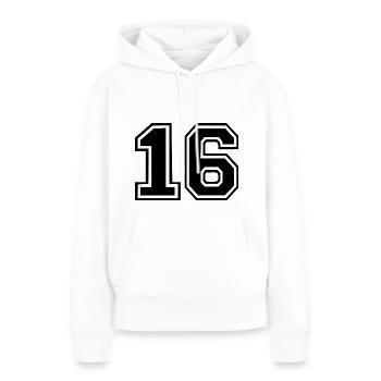 16 - Sweat à capuche Premium bio Femme - blanc - Devant - Julia (174cm)