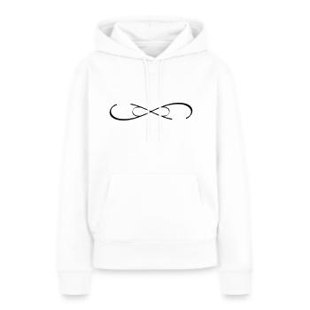 personalisierbar Doppel Infinity Symbol mit Namen - Frauen Premium Bio Hoodie - Weiß - Vorne - Julia (174cm)