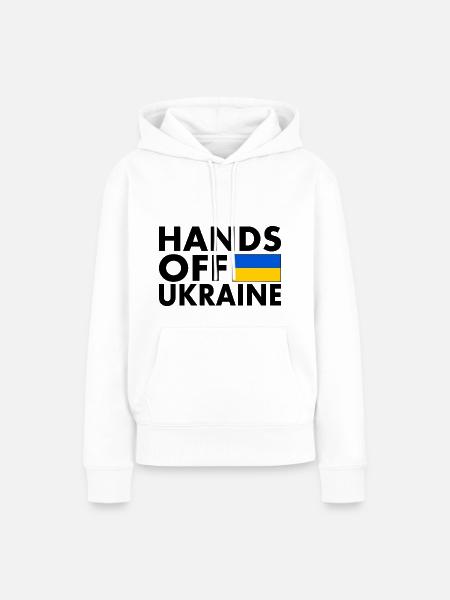 hands off ukraine - Frauen Premium Bio Hoodie - Weiß