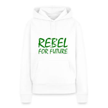 Rebel for future - Sweat à capuche Premium bio Femme - blanc - Devant - Julia (174cm)