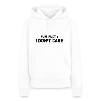 Fun Fact: Das ist mir egal - Frauen Premium Bio Hoodie - Weiß - Vorne - Julia (174cm)
