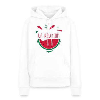 La Réunion - Sweat à capuche Premium bio Femme - blanc - Devant - Julia (174cm)