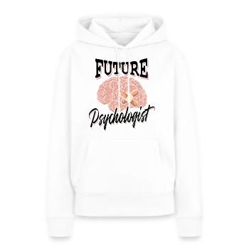 Futur psychologue - Thérapie Psychologie Cerveau - Sweat à capuche Premium bio Femme - blanc - Devant - Julia (174cm)