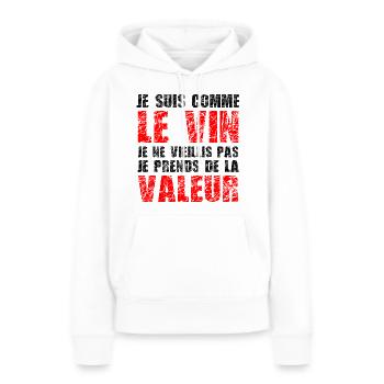 Je Suis Comme Le Vin - Sweat à capuche Premium bio Femme - blanc - Devant - Julia (174cm)