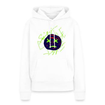 XX Grincheux Sourire XX - Sweat à capuche Premium bio Femme - blanc - Devant - Julia (174cm)