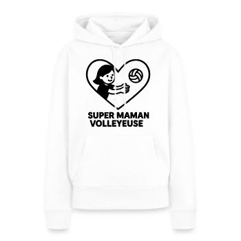 Super maman volleyeuse – Cœur volley Volleyball - Sweat à capuche Premium bio Femme - blanc - Devant - Julia (174cm)