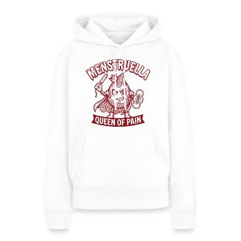 Menstruella Queen of Pain – Lustiges Perioden Desi - Frauen Premium Bio Hoodie - Weiß - Vorne - Julia (174cm)