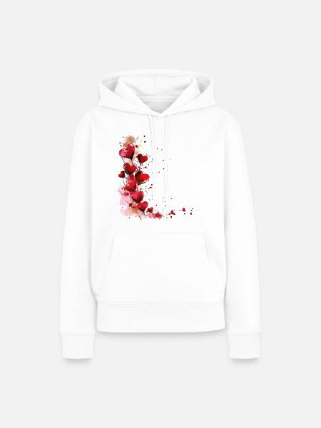 Herzen Herzmotiv Rot Liebe Romantisch Valentinstag - Frauen Premium Bio Hoodie - Weiß