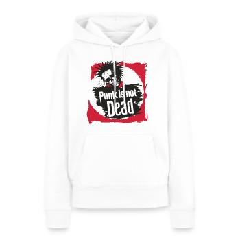 Le punk n’est pas mort Punk Rock Punker Punk Rocker Rock - Sweat à capuche Premium bio Femme - blanc - Devant - Julia (174cm)