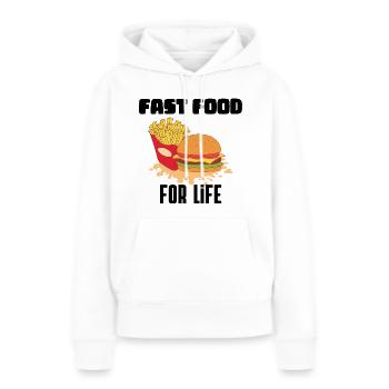 Fast food for life - Sweat à capuche Premium bio Femme - blanc - Devant - Julia (174cm)